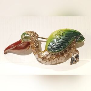 Colorful Vintage 1940s Unsigned Coro Pelican Brooch